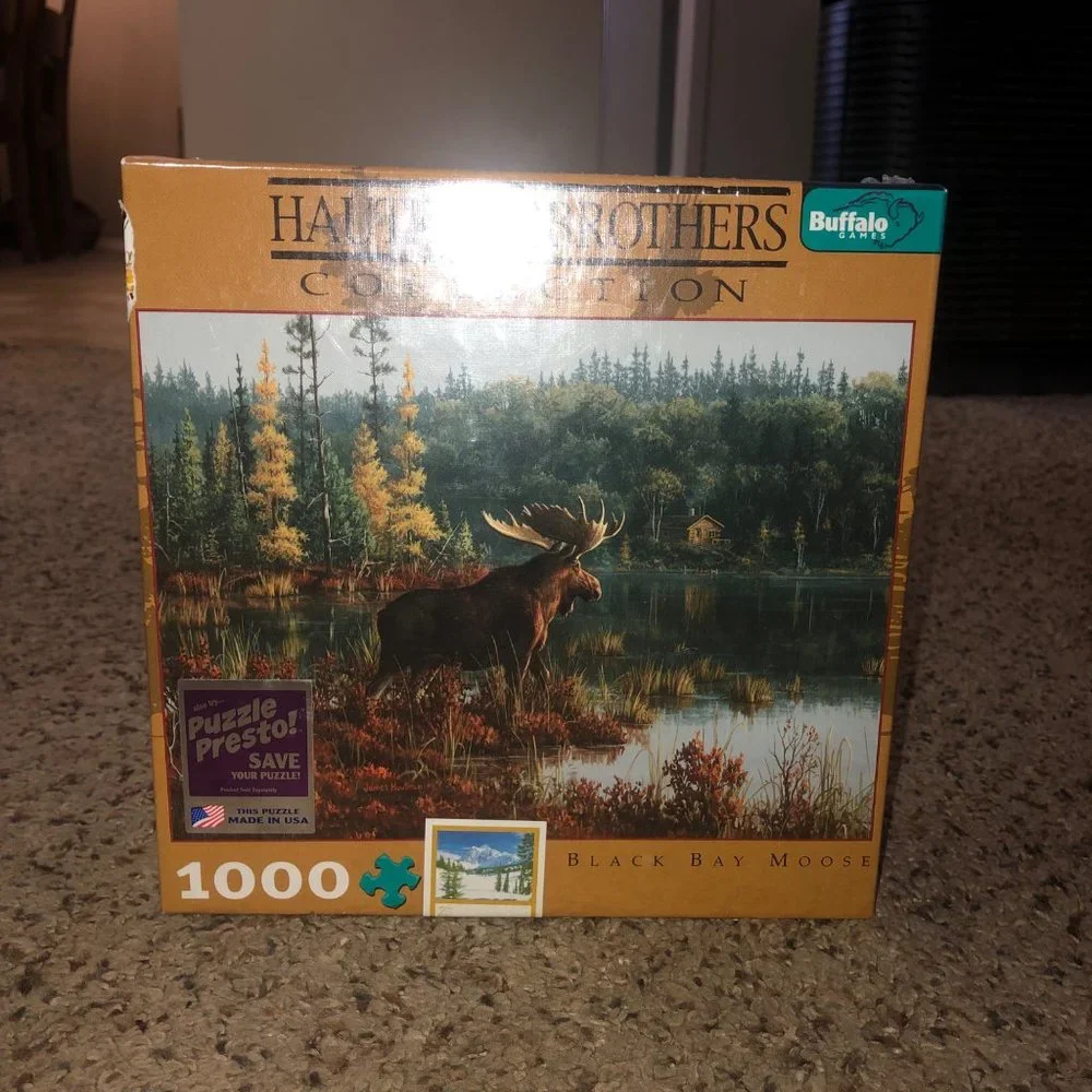 Hautman Brothers Collection Puzzle 1000 Pieces NEW Sealed Black Bay Moose